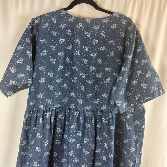 Woman Within Floral Short-Sleeve Denim Dress Size:16W Medium Stonewash Modest - Picture 12 of 13